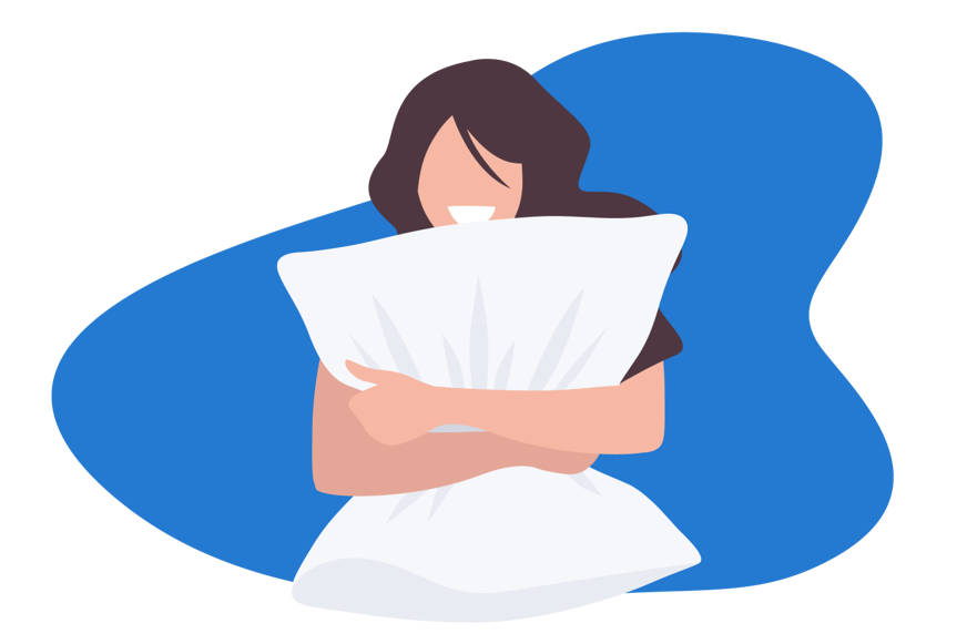 femme serrant oreiller contre elle